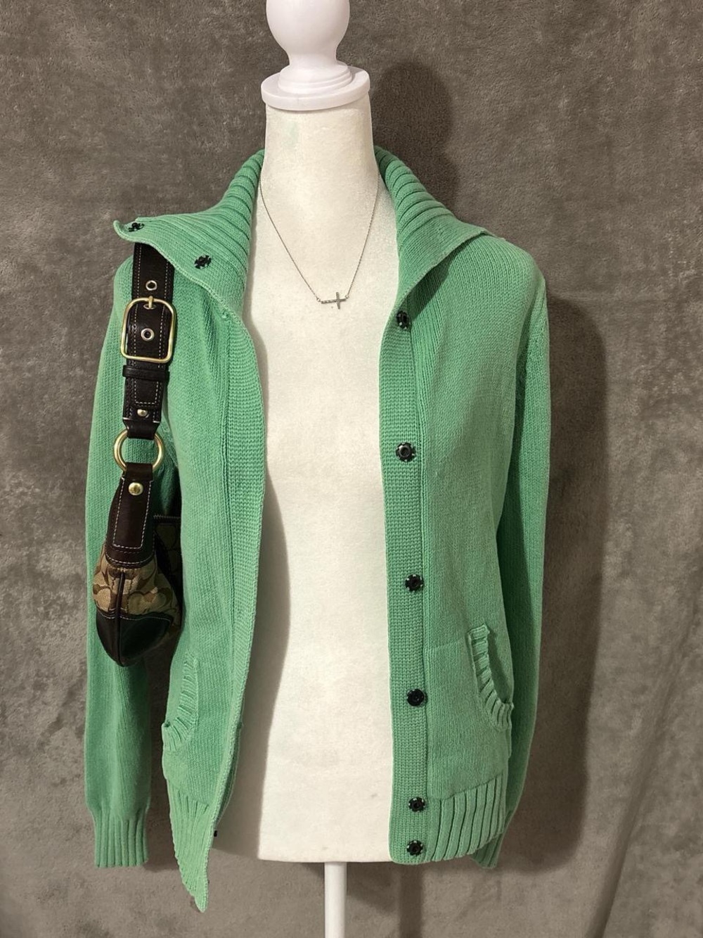 Vintage Y2K Green Preppy Button Up Knitted Cardigan